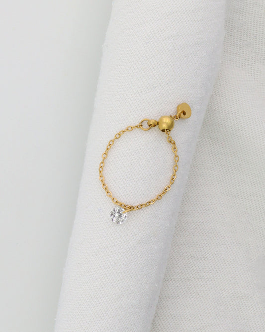 Zircon Chain Ring, Floating Bare Zircon