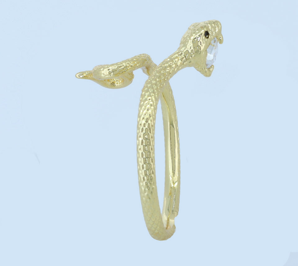 Snake Ring, Adjustable Open Serpent Stacking Ring