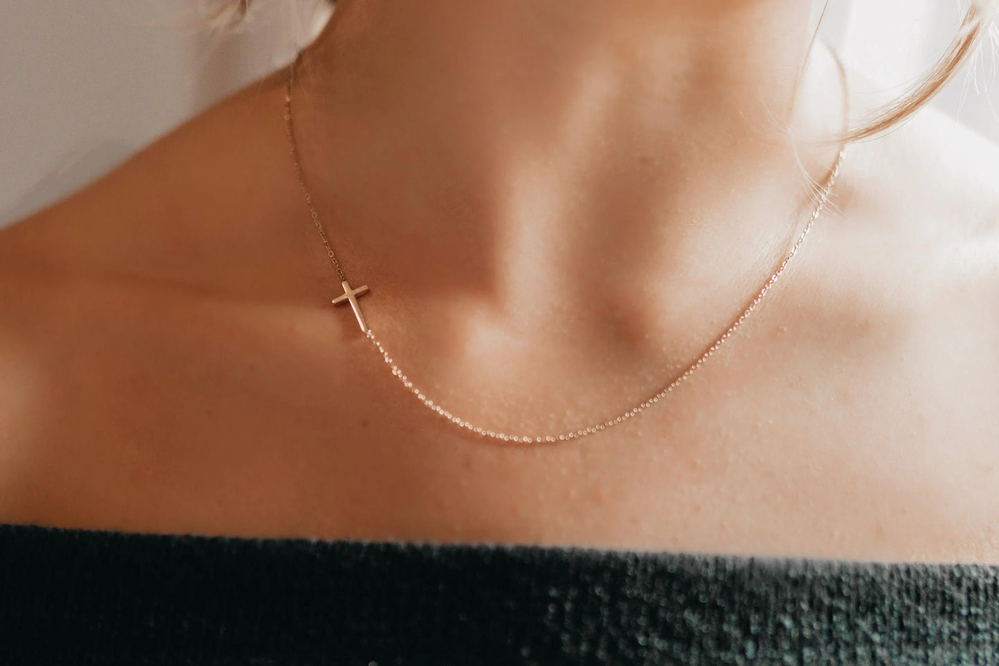 Sideways Cross Necklace - Anya Collection