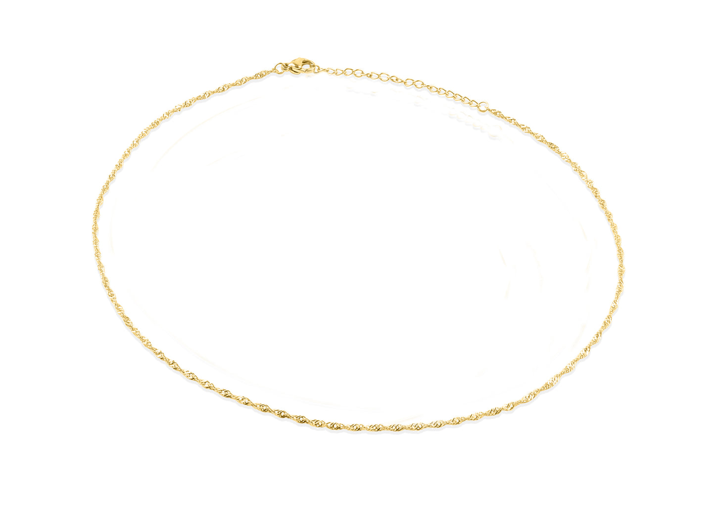 layered necklaces with Singapore and snake chain