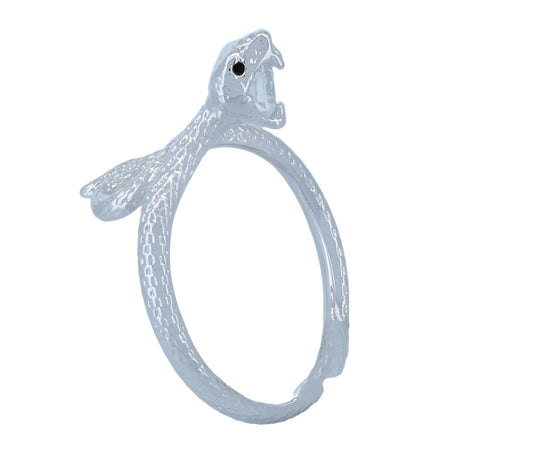 silver snake with eating a dimond