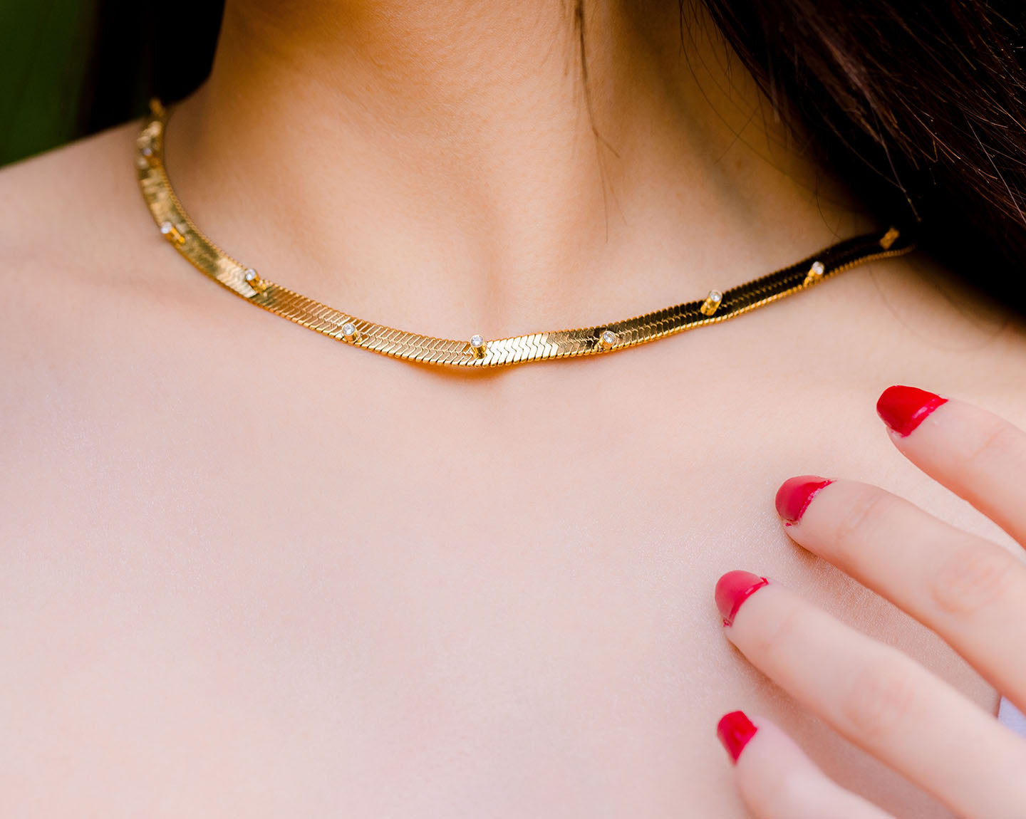  Gold Filled Herringbone Chain Necklace Anya Collection