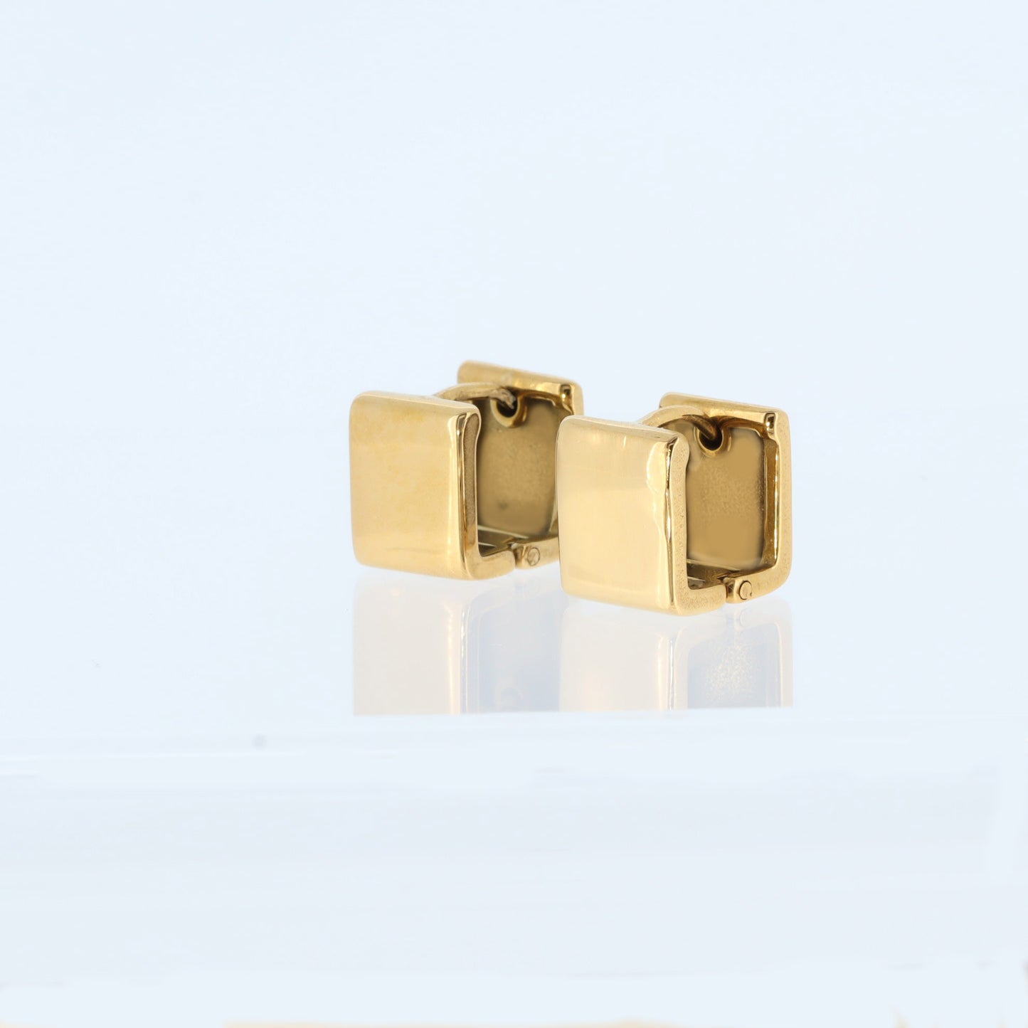 Square Earrings • Gold Huggie Earrings • Square Hoop Earrings • Chunky Earrings • Cube Gold Huggies • - Anya Collection