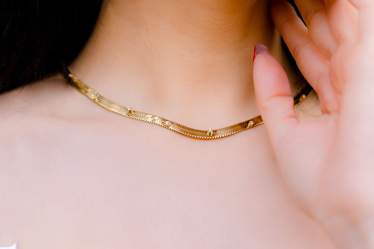  Gold Filled Herringbone Chain Necklace