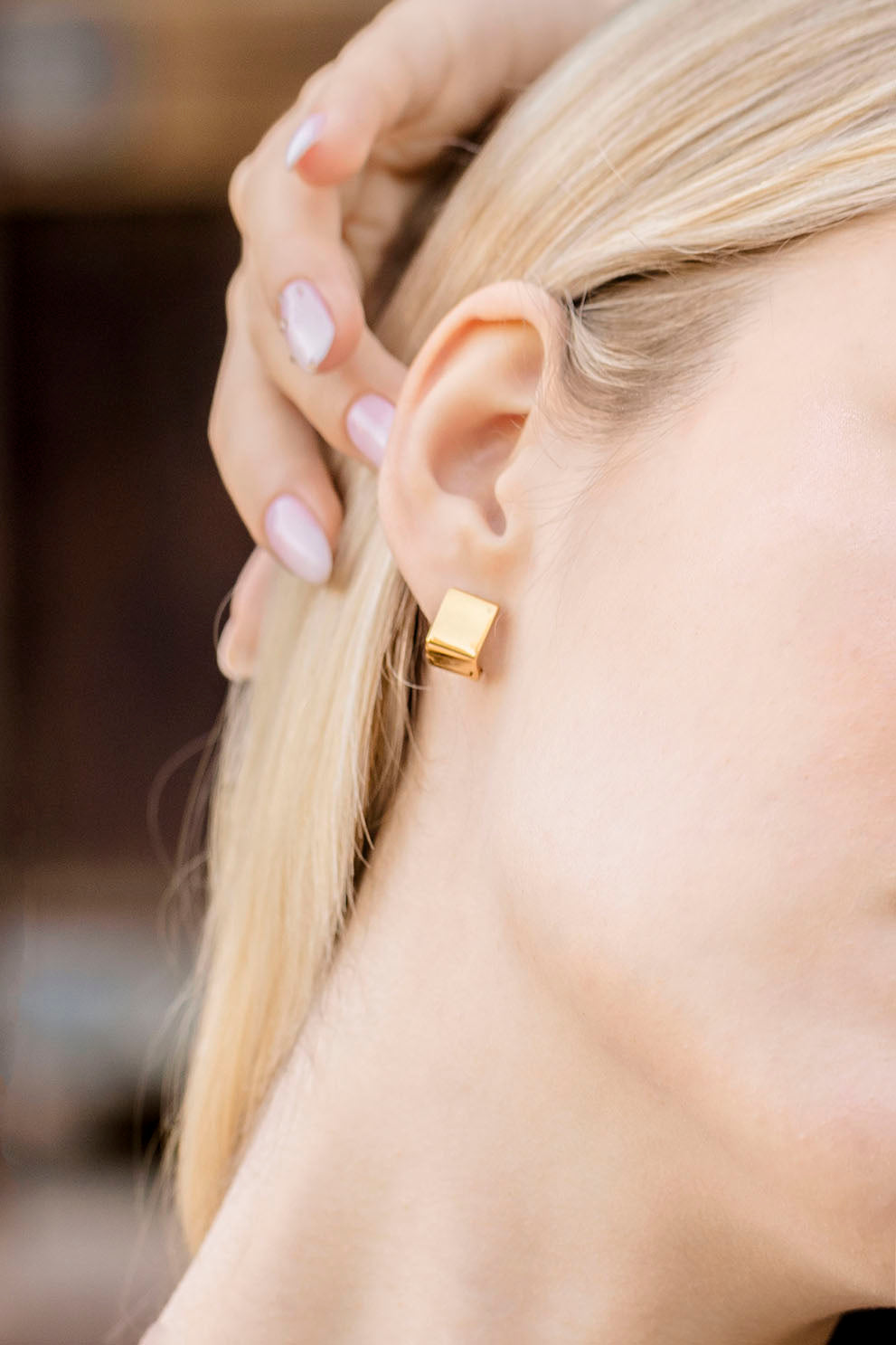 Square Earrings • Gold Huggie Earrings • Square Hoop Earrings • Chunky Earrings • Cube Gold Huggies