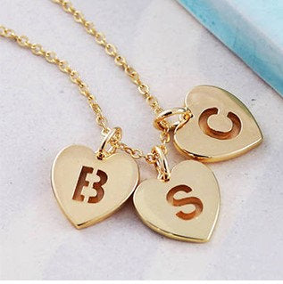 Initial Heart Disk Necklace, Gold Personalized Letter Pendant Necklace, Rose Gold Delicate Heart Letter Necklace, Family Tree - Anya Collection