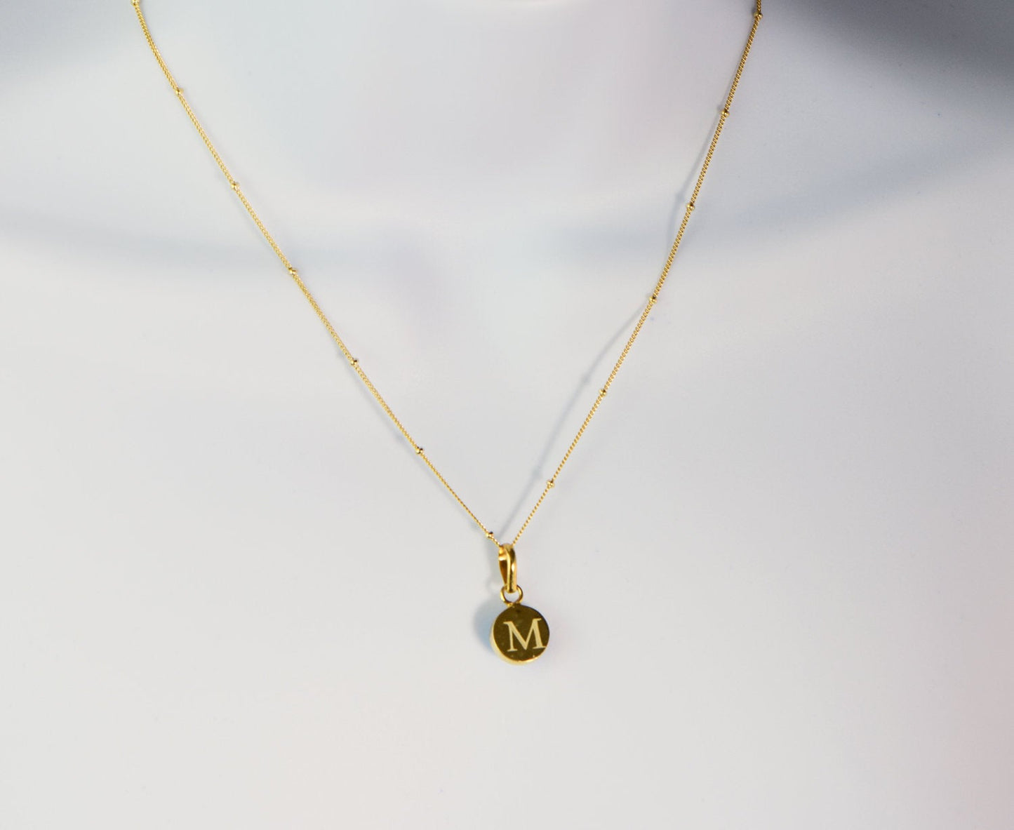 Engraved Birthstone Necklace, June Birthstone, Personalized Initial Name, Custom Gold Pendant Necklace, Birthstone Jewelry - Anya Collection