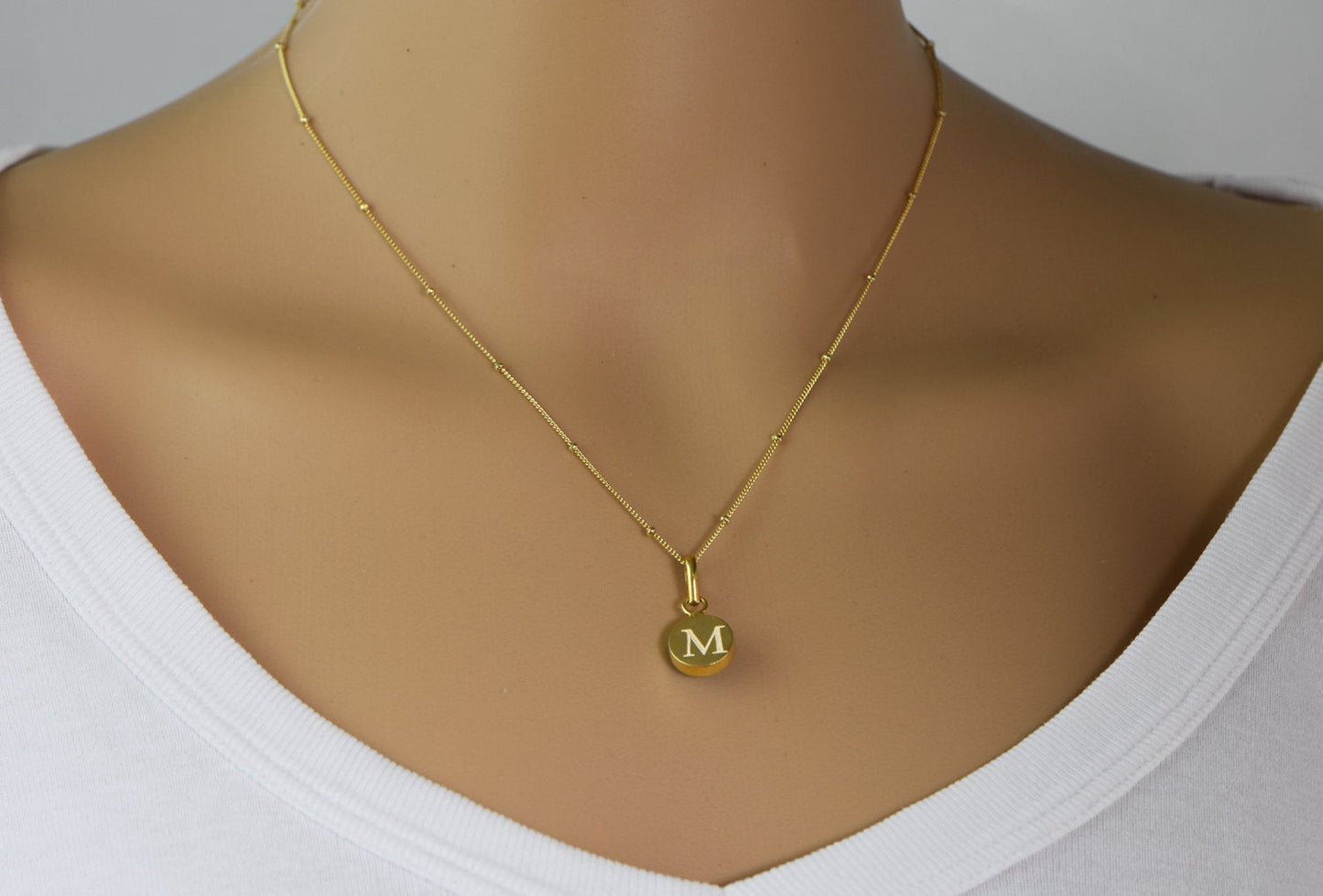 Engraved Birthstone Necklace, June Birthstone, Personalized Initial Name, Custom Gold Pendant Necklace, Birthstone Jewelry - Anya Collection