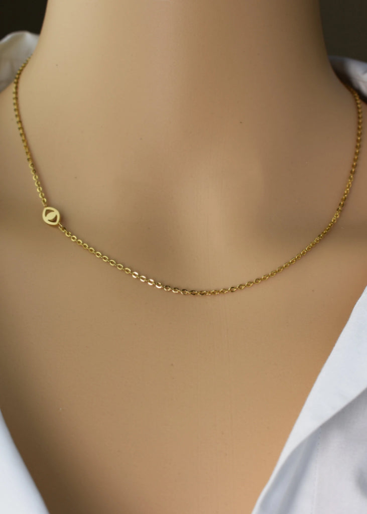 Tiny Evil eye Necklace, Mini Evil Eye Gold Pendant Necklace, Dainty Minimalist Protection necklace, Silver eye necklace, Gold eye - - Anya Collection