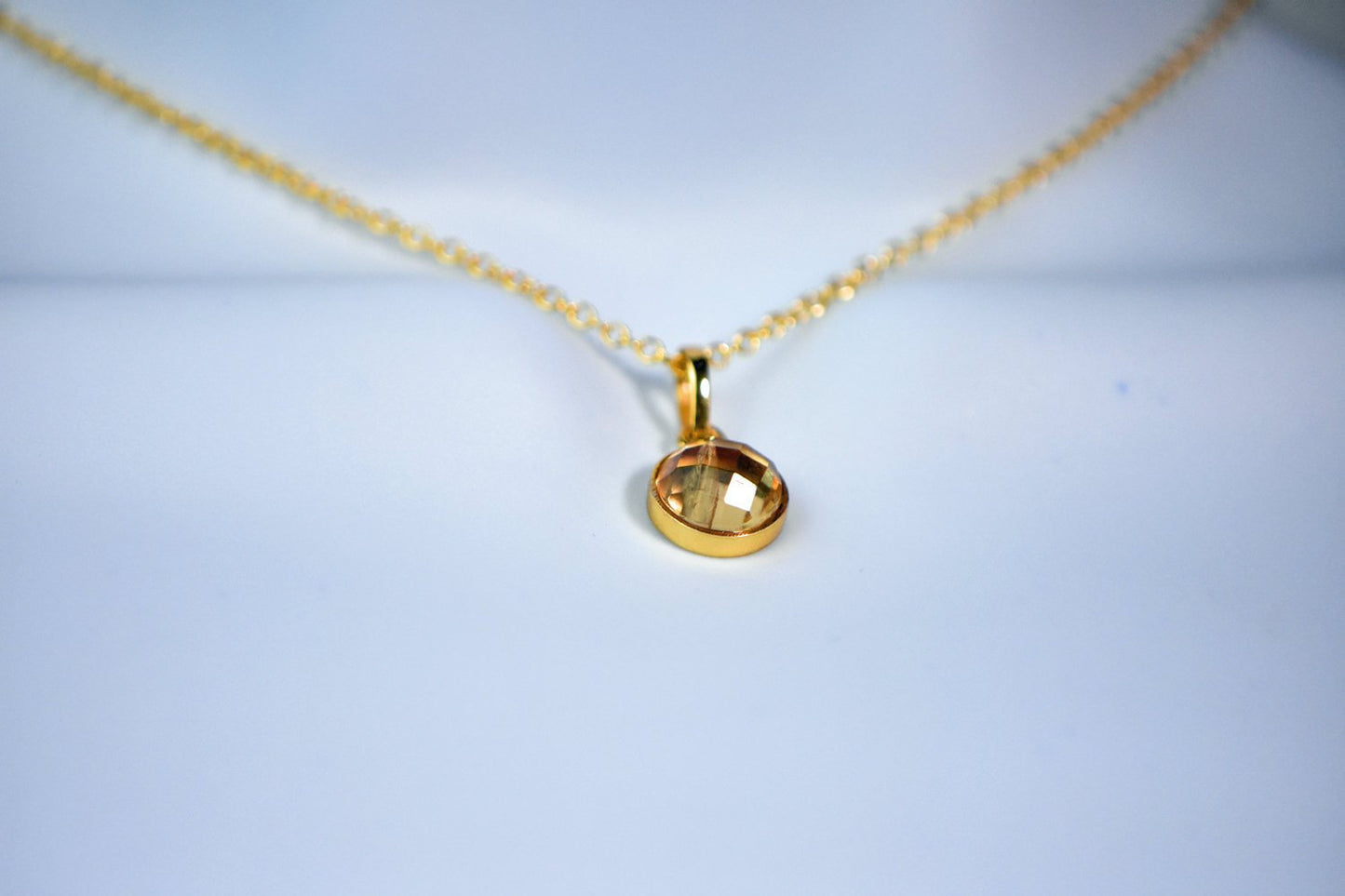 Engraved Birthstone Necklace, June Birthstone, Personalized Initial Name, Custom Gold Pendant Necklace, Birthstone Jewelry - Anya Collection
