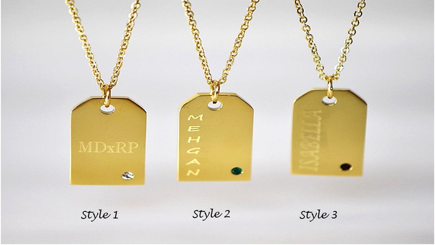 Personalized Birthstone Initial Necklace / Bar Necklace / Gold Name Tag Pendant / Monogram Personalized Gift, Custom Vertical Bar Necklace - Anya Collection
