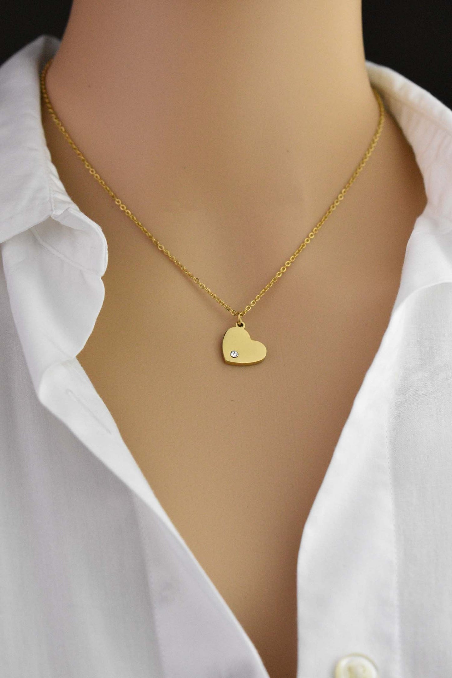 Birthstone heart charm necklace  Anya Collection