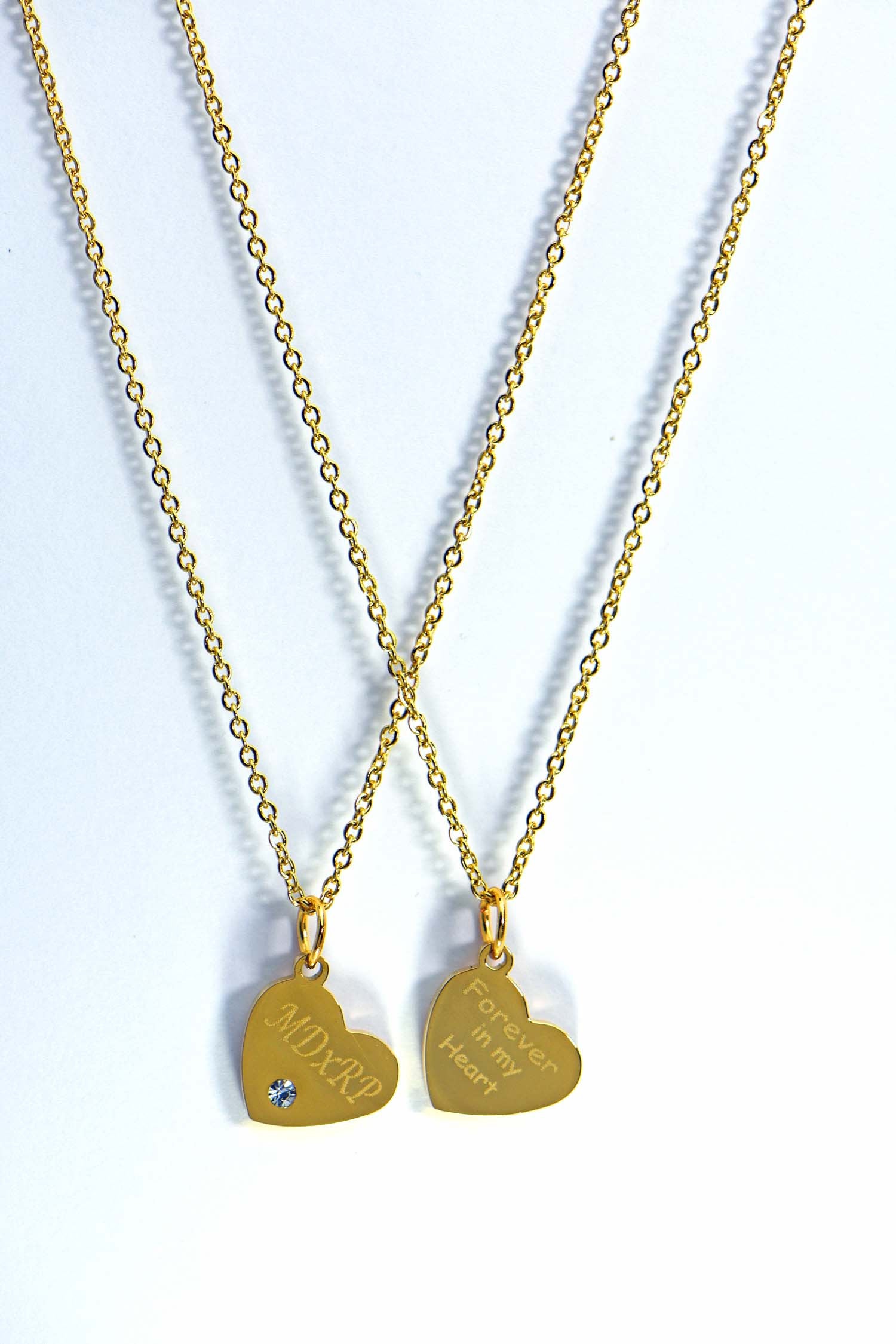 Birthstone heart charm necklace, Personalized Heart Necklace, Custom Text, Name Initial, Gold Filled, Monogram Engraved Mini Heart gift - Anya Collection