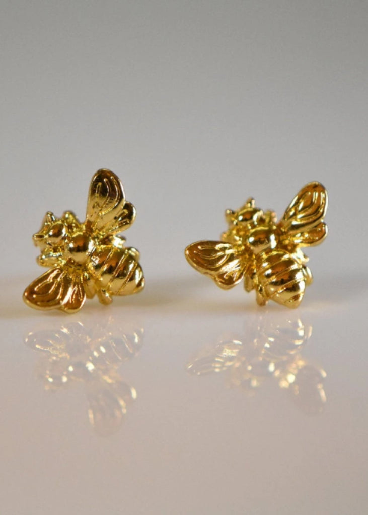 Bee Stud earrings gold, Bee earrings, Honey Bee Earrings, Bee Jewelry, Bumble bee earrings, Stud earrings gold, Queen Bee, Bee studs - Anya Collection