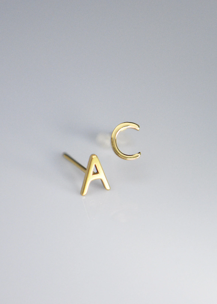 Gold Initial Stud Earrings, Initial Earrings, Name Letter Earrings, Monogram Earrings, Initial Alphabet Earrings Posts Dainty earrings - Anya Collection