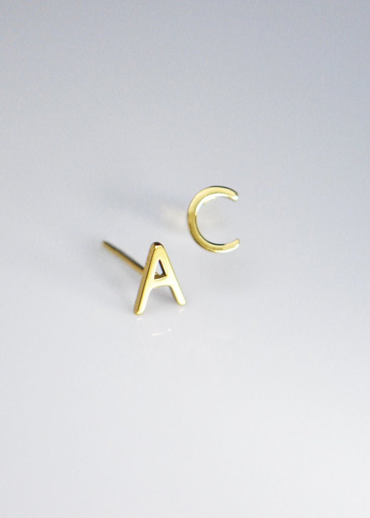 Gold Initial Stud Earrings Initial Earrings Name Letter 