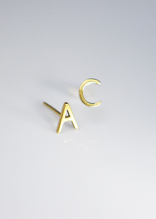 Gold Initial Stud Earrings, Initial Earrings, Name Letter Earrings, Monogram Earrings, Initial Alphabet Earrings,Personalized Earrings - earrings - Anya Collection