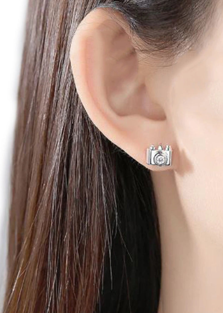 Camera Earrings, Gold Camera, Silver Camera, photographer gift, CZ Camera earrings, Gift for her, Camera Studs, Camera Jewelry - earrings - Anya Collection