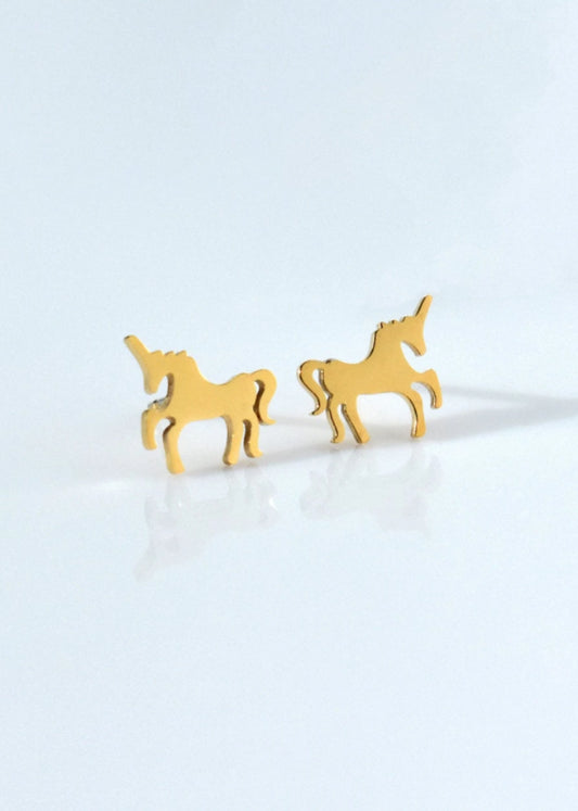 Unicorn Earrings / Gold Tiny Studs / Kids earrings / Birthday Gift / Children's Jewelry / Children Earring / Kawaii / Children's Gift - earrings - Anya Collection