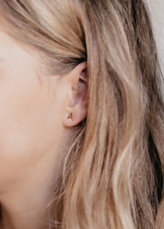 Gold Initial Stud Earrings, Initial Earrings, Name Letter Earrings, Monogram Earrings, Initial Alphabet Earrings,Personalized Earrings - earrings - Anya Collection