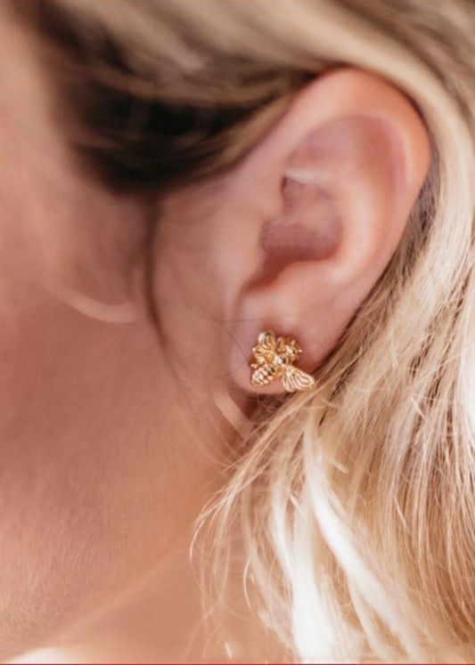 Tiny Honey Bee Studs, Dainty Bee Earrings, Bumble Bee Studs, Tiny Gold Bees, Little Bee Earring Studs, Delicate Bee Jewelry, Queen Bee Gift - Anya Collection