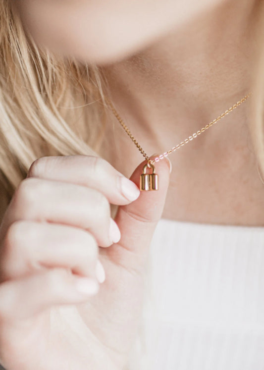 Dainty Gold Lock Necklace / Tiny Lock Necklace / Gold Filled Padlock Necklace / Anniversary Gift / Lock Layering Necklace / Anniversary Gift - Necklace - Anya Collection