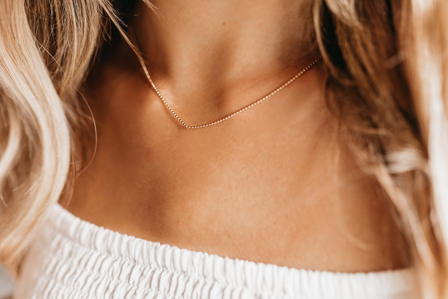 Tiny Gold Bead Necklace, Minimalist Gold Necklace, Tiny Beads layering Necklace, Dainty Gold Bead Choker, Small Gold Ball Chain Necklace - Anya Collection