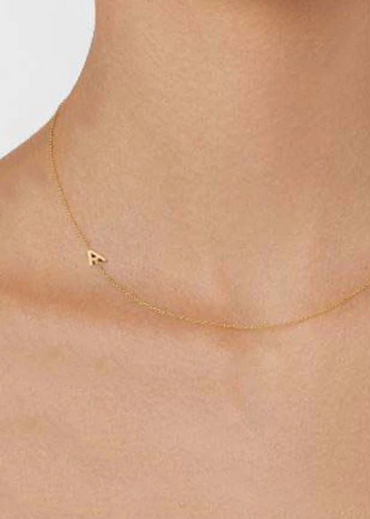 Gold Sideways Initial Necklace Anya Collection