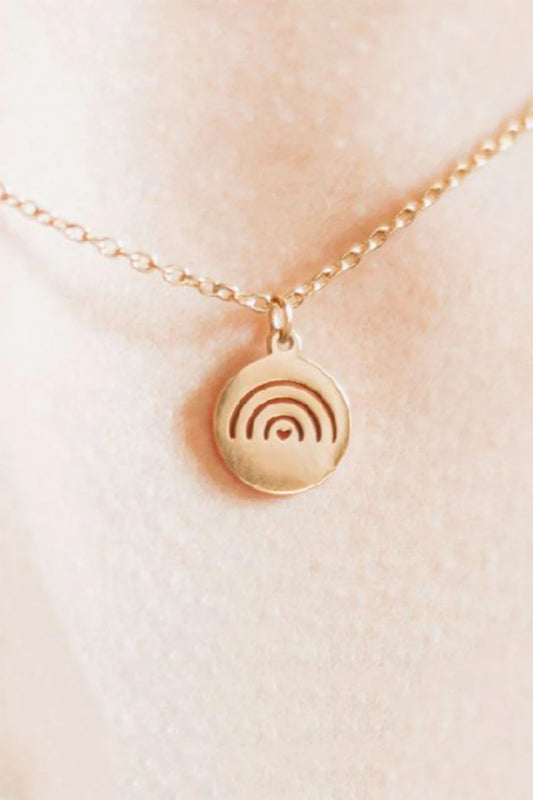 Personalized Necklace, Rainbow Disc Necklace, Beach Necklace, Rose Gold Rainbow Pendant