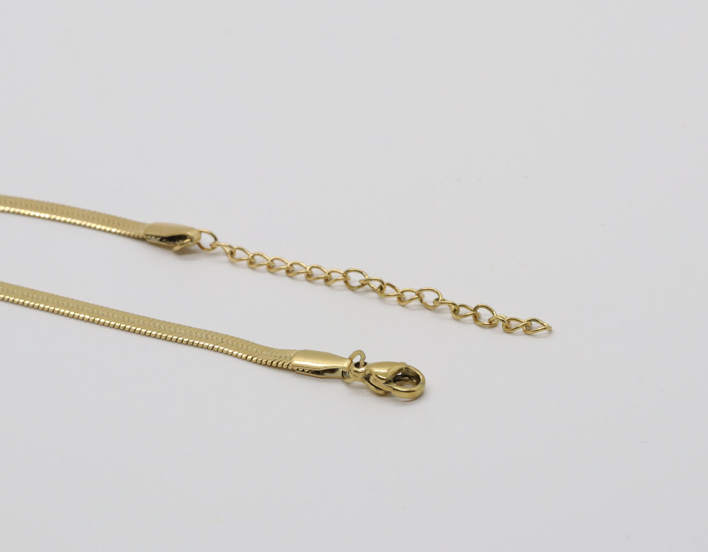 Sleek Gold Lariat Necklace, Snake Chain Choker, Herringbone Lariat Choker
