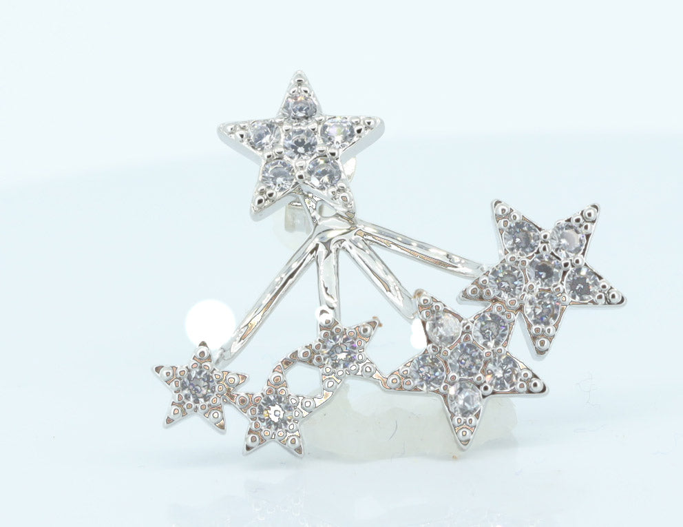 silver pave star earring with jacket