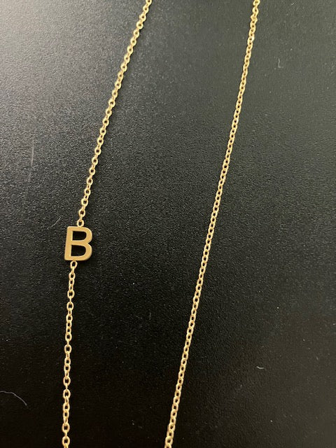 Gold Sideways Initial Necklace