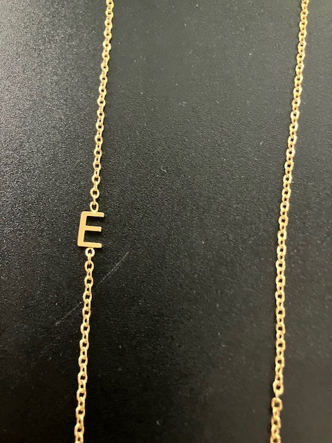 Gold Sideways Initial Necklace