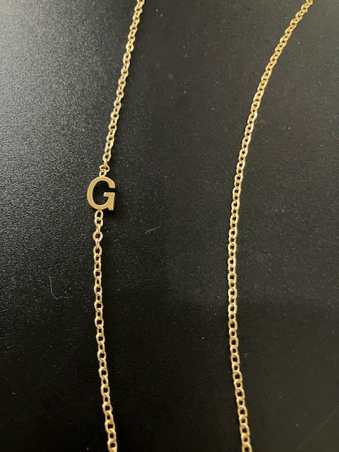 Gold Sideways Initial Necklace