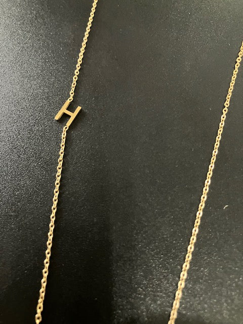 Gold Sideways Initial Necklace