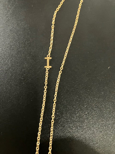 Gold Sideways Initial Necklace