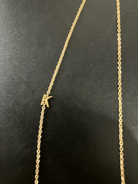 Gold Sideways Initial Necklace