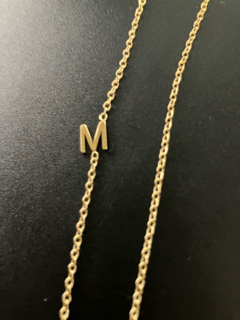 Gold Sideways Initial Necklace