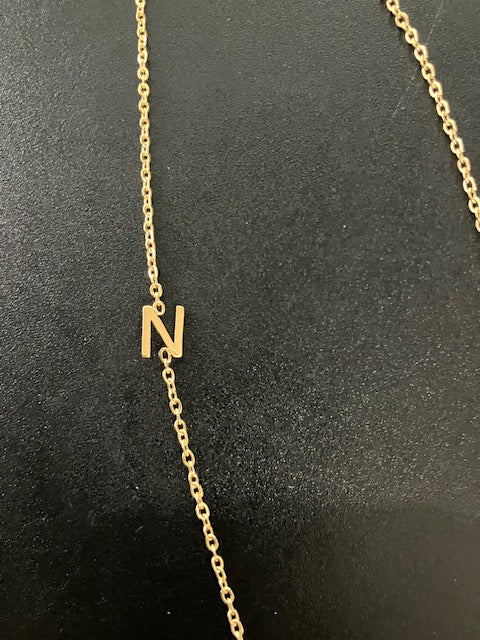 Gold Sideways Initial Necklace