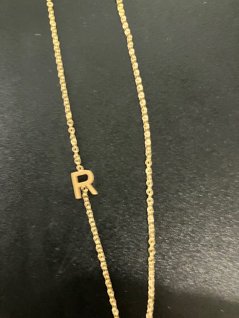 Gold Sideways Initial Necklace