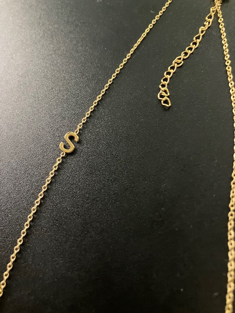 Gold Sideways Initial Necklace