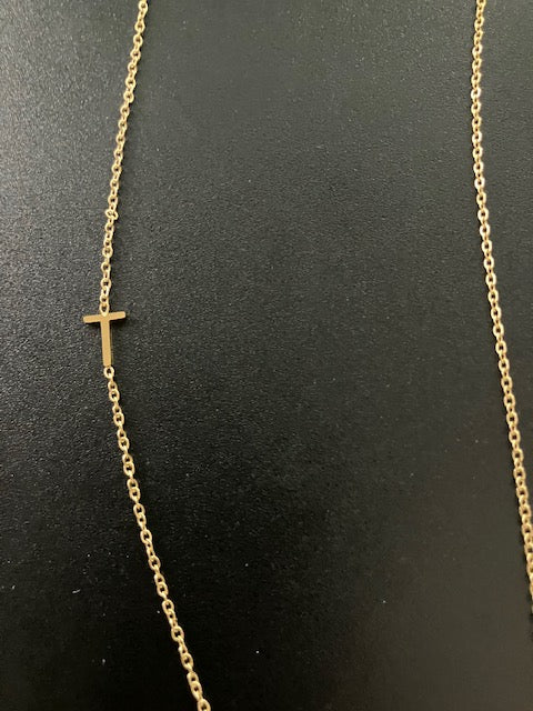 Gold Sideways Initial Necklace