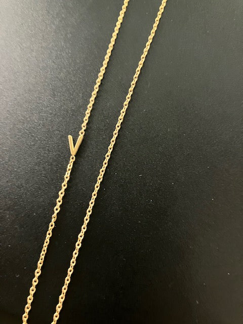 Gold Sideways Initial Necklace