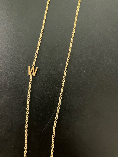 Gold Sideways Initial Necklace