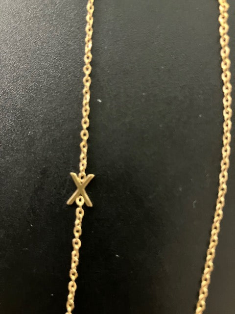 Gold Sideways Initial Necklace