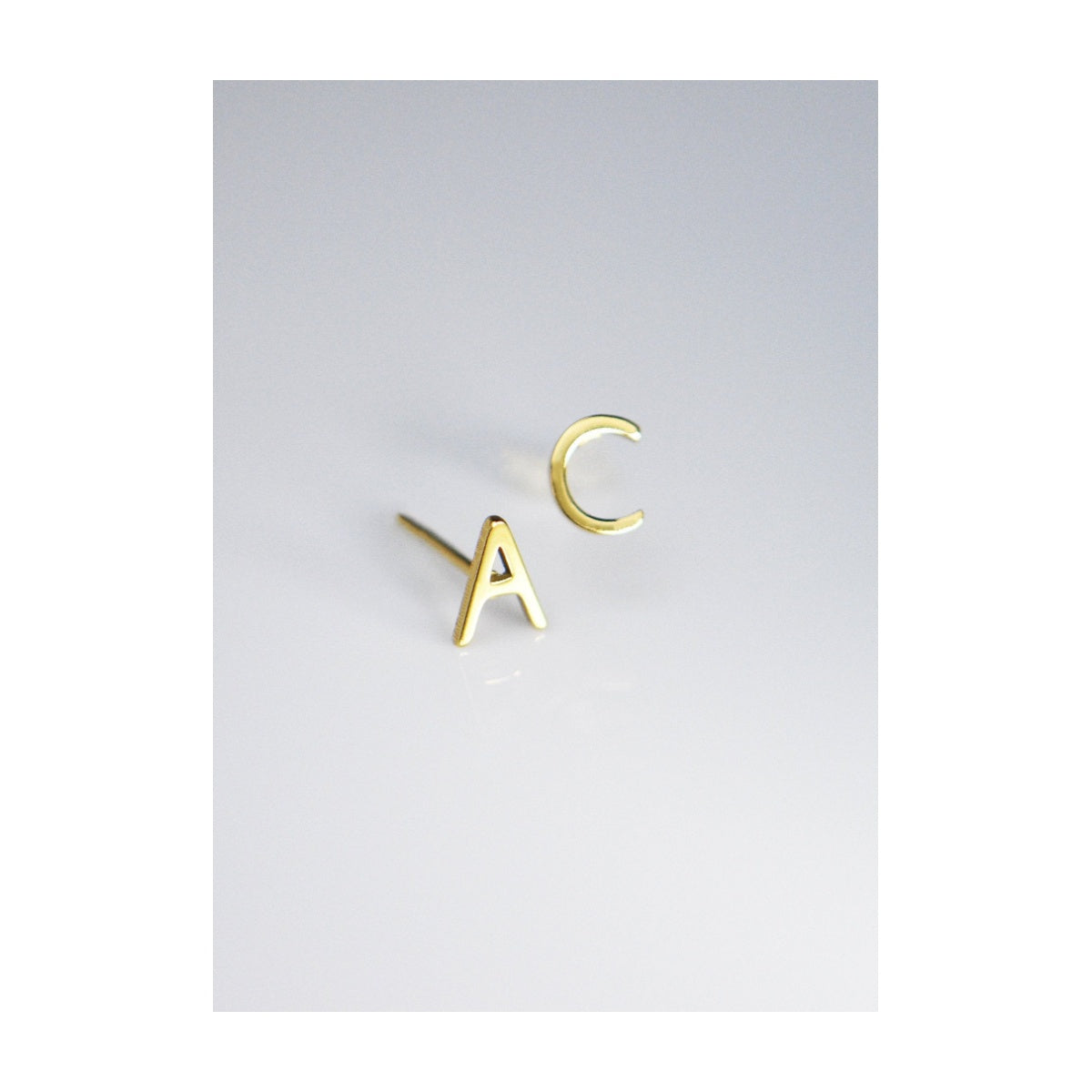 Gold Initial Earring Studs