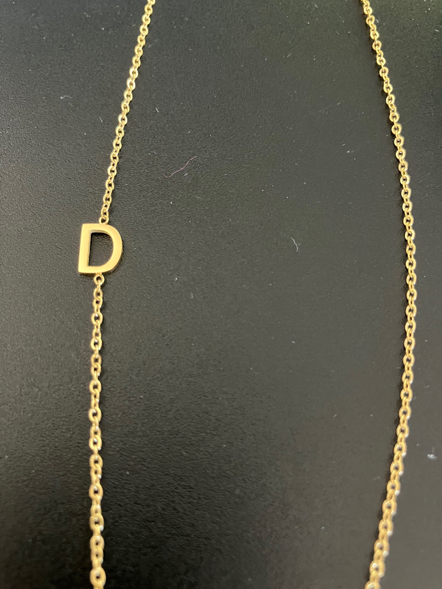 gold D initial necklace Anya Collection