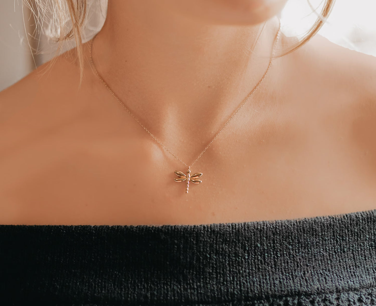 Gold Dragonfly Necklace