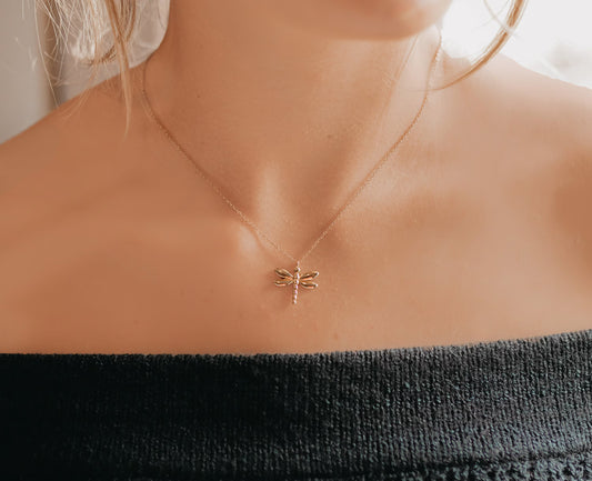 Gold Dragonfly Necklace