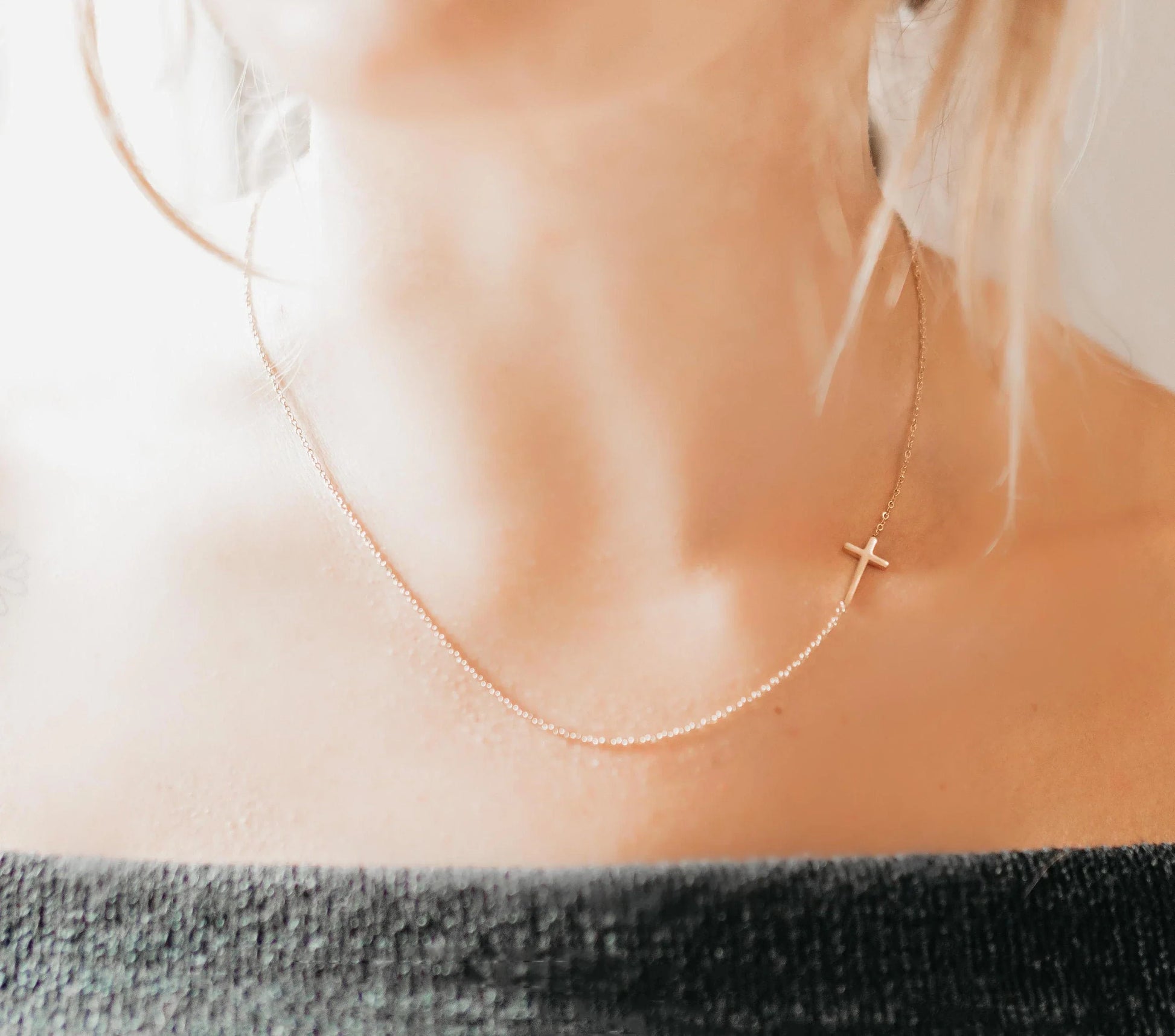 Sideways Cross Necklace - Anya Collection